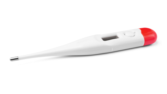 Digital medical body thermometer isolated on a transparent background