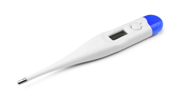 Digital medical body thermometer isolated on a transparent background