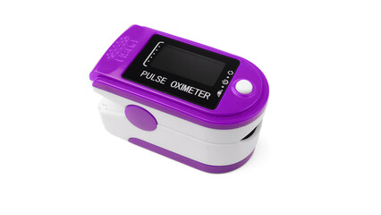 Pulse oximeter for monitoring blood oxygen saturation, isolated on a transparent background