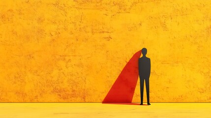 Solitary Figure Against A Yellow Wall