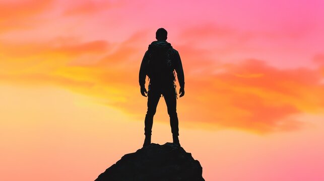 Solitary Figure at Sunset A Pixel Art Landscape