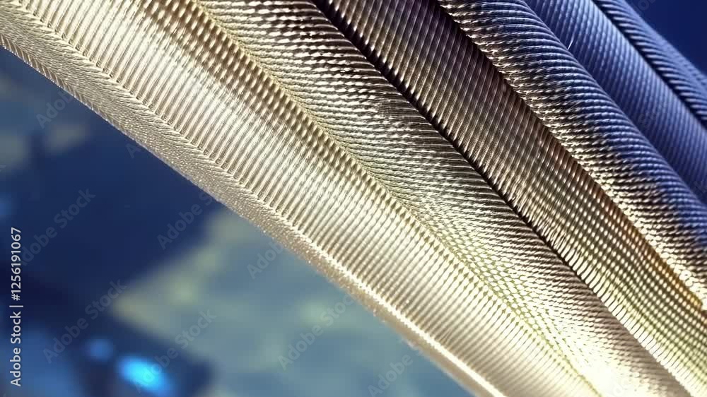 Poster close up view of bird feather structure reveals intricate barbules interlocking, creating a smooth s