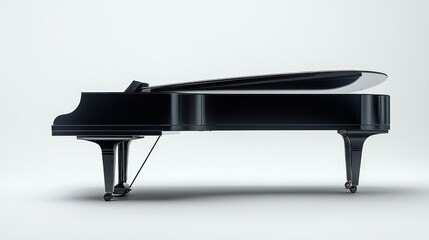 Black grand piano in studio setting