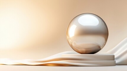 A silver ball sits on a white cloth