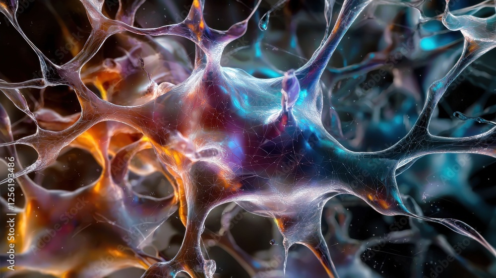 Aufkleber a colorful, abstract image of a brain with many different colored lines