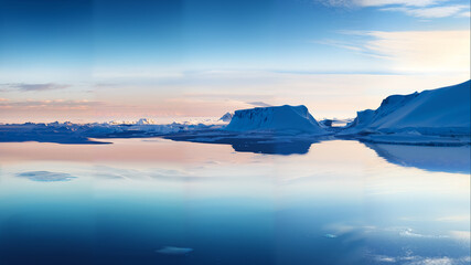 Obraz premium Minimalistic frozen snowy landscape at the North or South Pole.