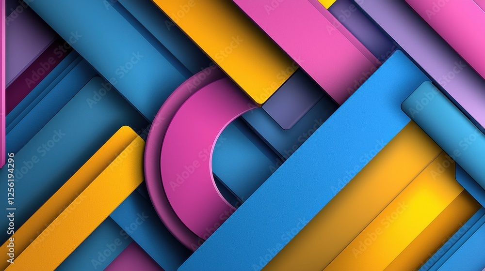 Poster a colorful abstract design with a pink and blue circle in the middle