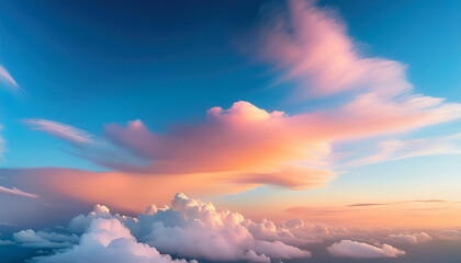 Naklejka premium rainbow clouds a gentle cloud history with a pastel coloured orange to blue gradient