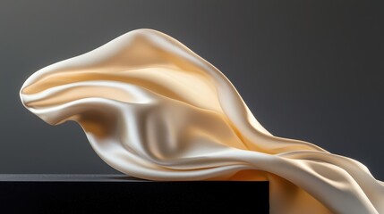 A piece of fabric is draped over a black surface