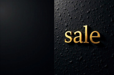 Sale text on the black background. Black Friday sale banner. Copy space. Business advertising.