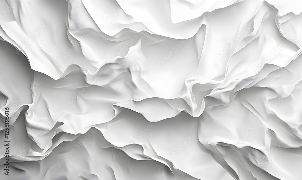 Poster abstract white fabric texture creating dynamic patterns and flowing shapes in subtle contrast