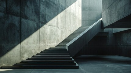 Obraz premium Sleek Concrete Staircase in Minimalist Architectural Space