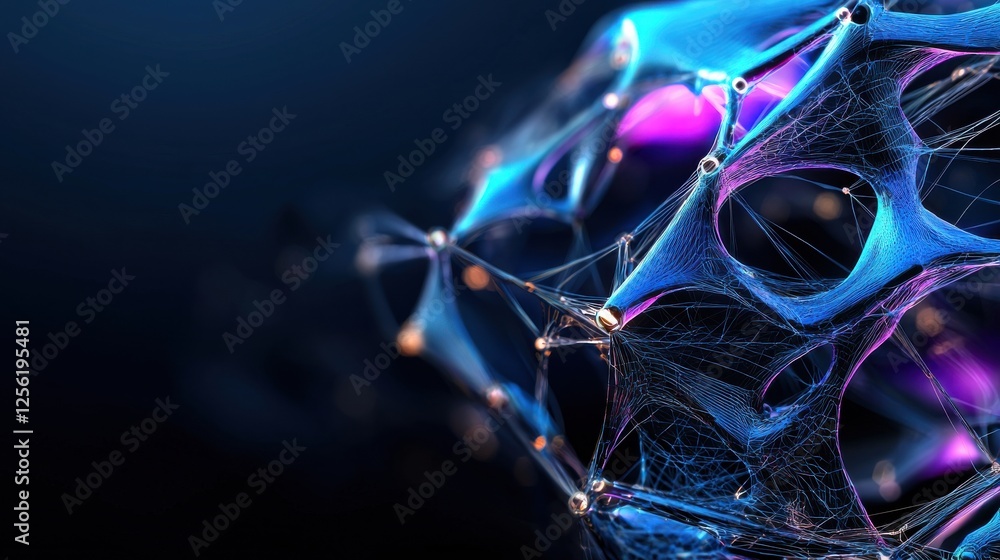 Aufkleber a blue and purple blob with a lot of lines and dots