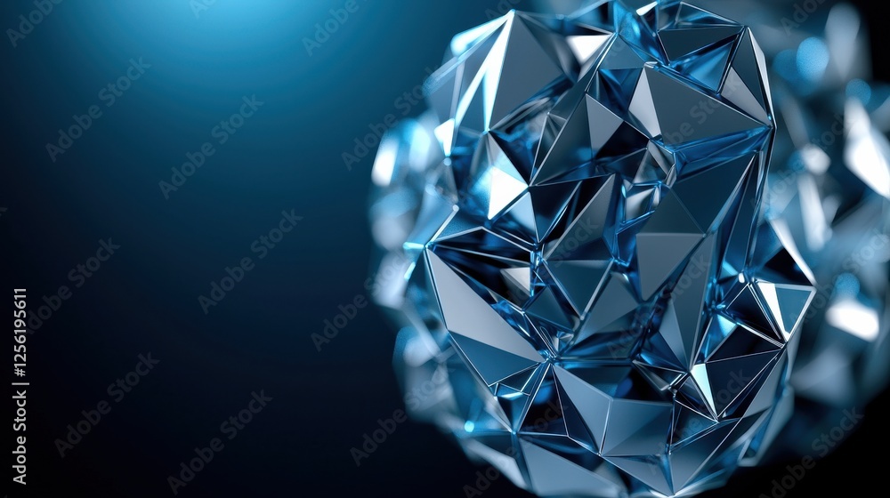Poster a blue, jagged, and angular object with a shiny surface