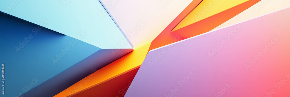 Poster sharp angles and contrasting colors create tension in a bright, dynamic composition
