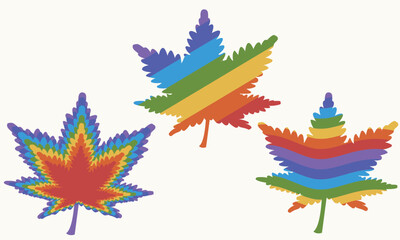 Obraz premium colorful marijuana leaves, cannabis, rainbow leaves, colorful cannabis