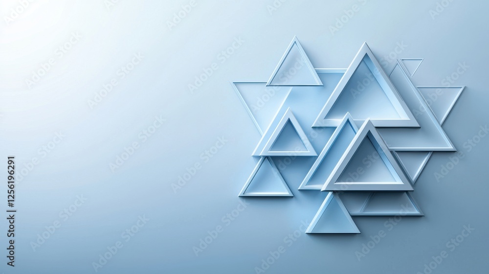 Poster a blue background with a bunch of triangles on it