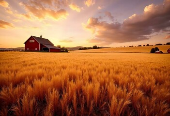 countryside landscape with a barn - generative ai