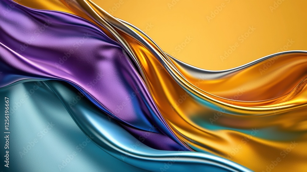 Poster a colorful piece of fabric with a wave pattern