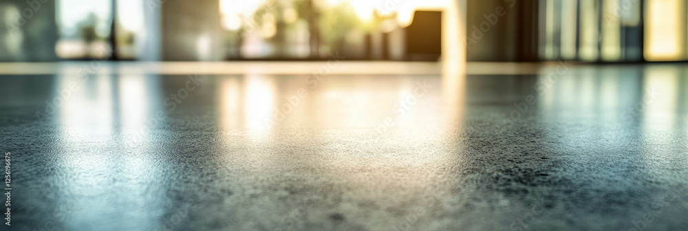 Aufkleber smooth polished cement floor with even texture and soft lighting in bright environment