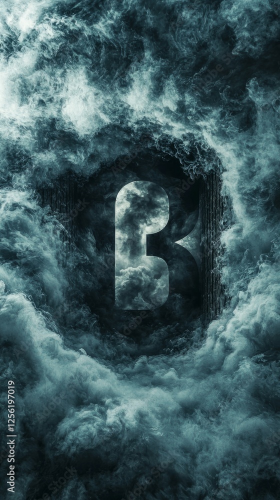 Poster dark atmospheric clouds surrounding a bold number three