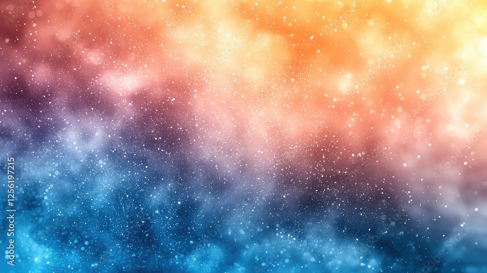Poster a vibrant cosmic background with colorful gradients and sparkling stars.
