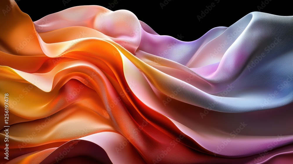 Poster a colorful piece of fabric with a wave pattern