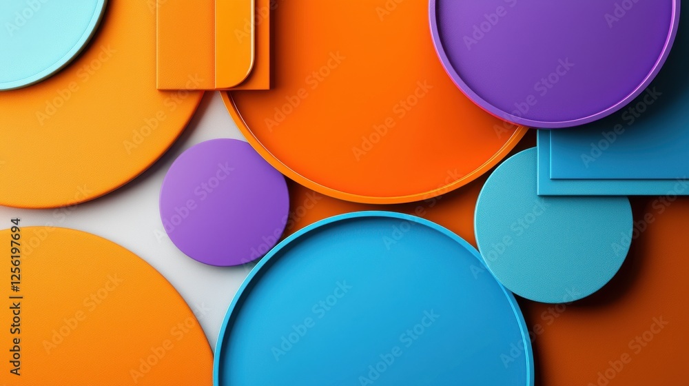 Poster A colorful abstract design of circles and squares