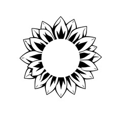 Black and white sunflower design, representing summer and nature.