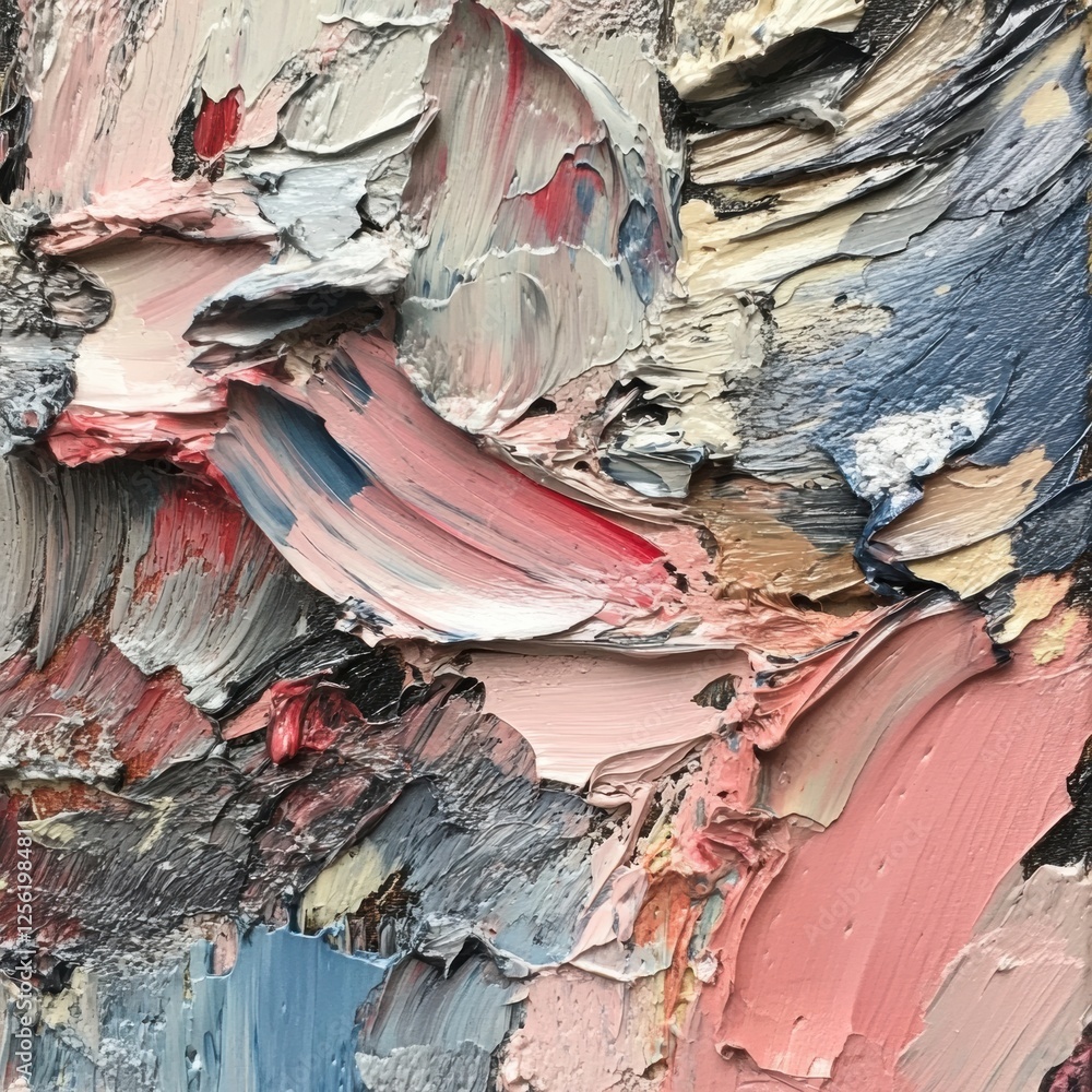 Aufkleber textured abstract painting with vibrant colors and dynamic brushstrokes creating a lively compositio