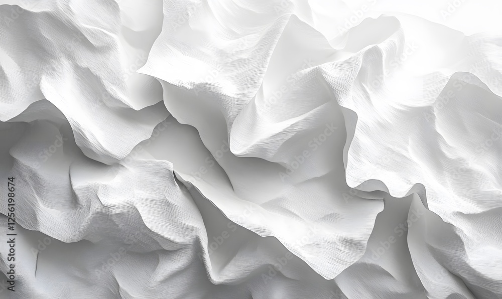 Poster abstract white fabric waves with soft light creating smooth and dynamic folds and curves