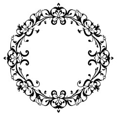 Floral Wreath of Black Silhouette: An Elegant Ornamental Design
