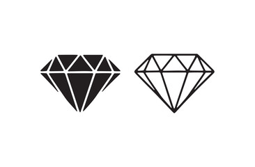 set of diamond icon collection vector design illustration isolated background. Diamond icon collection. Different diamond shapes. Dimond icon set in flat style. Gem icons. Gemstone icon set. 