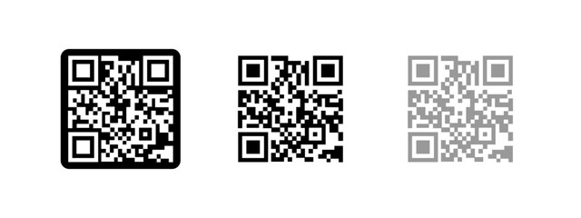 Fototapeta premium QR code set. Scan qr code icon. icon QR Code black outline for website design and mobile. Vector illustration on a white background
