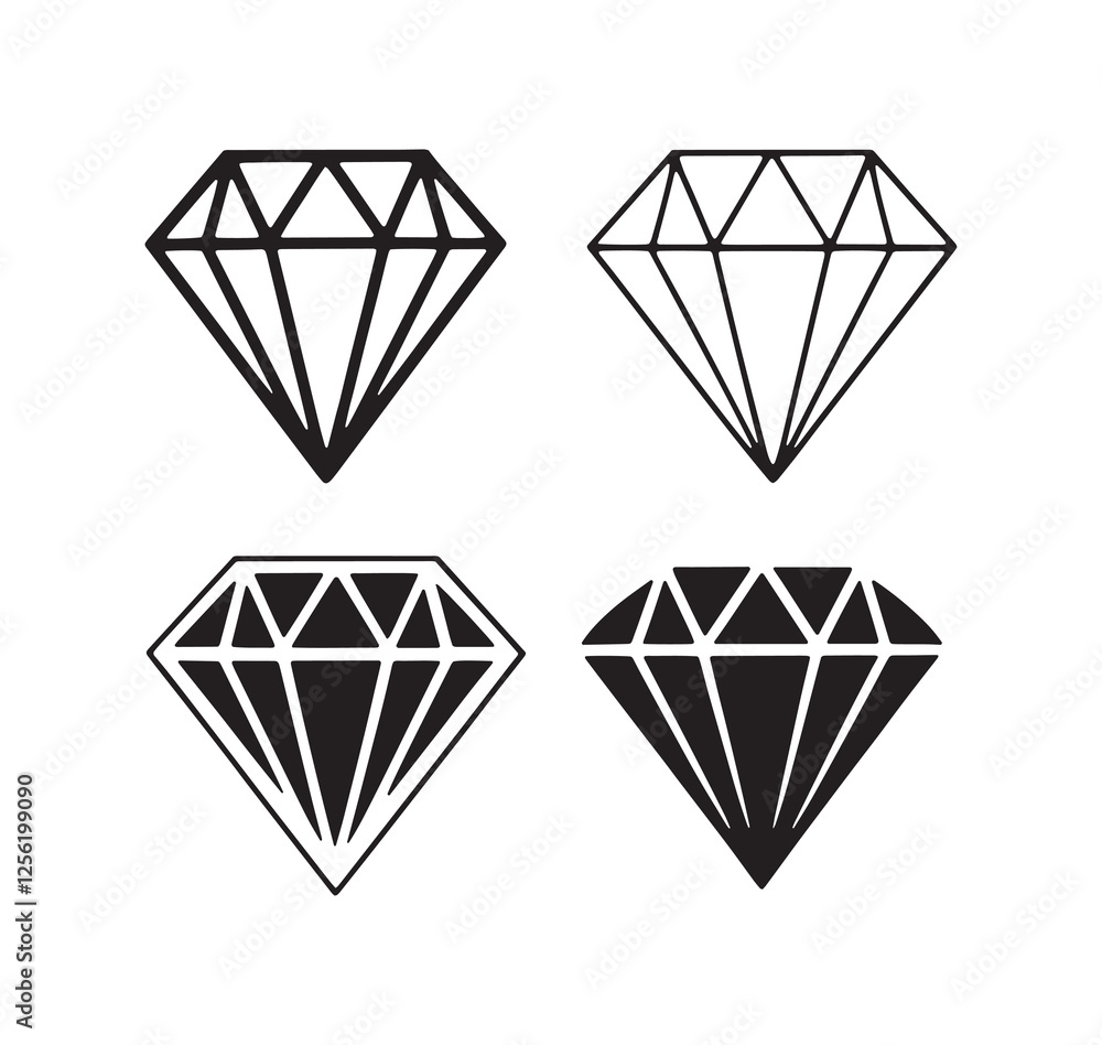 Poster set of diamond icon collection vector design illustration isolated background. diamond icon collecti