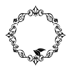 Ornate black floral frame on white background, elegant and stylized.