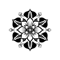 Intricate Floral Mandala in Black and White.