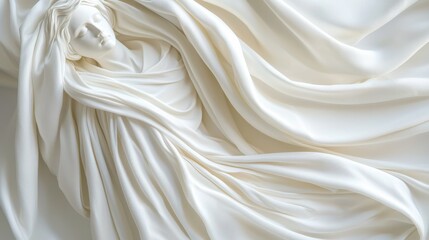 Obraz premium A white statue of a woman is draped in a white sheet