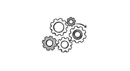 Gears Mechanism Sketch Showing Connection and Movement for Industrial Processes. Generative AI