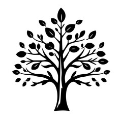 Black-and-White Minimalist Illustration of a Tree.
