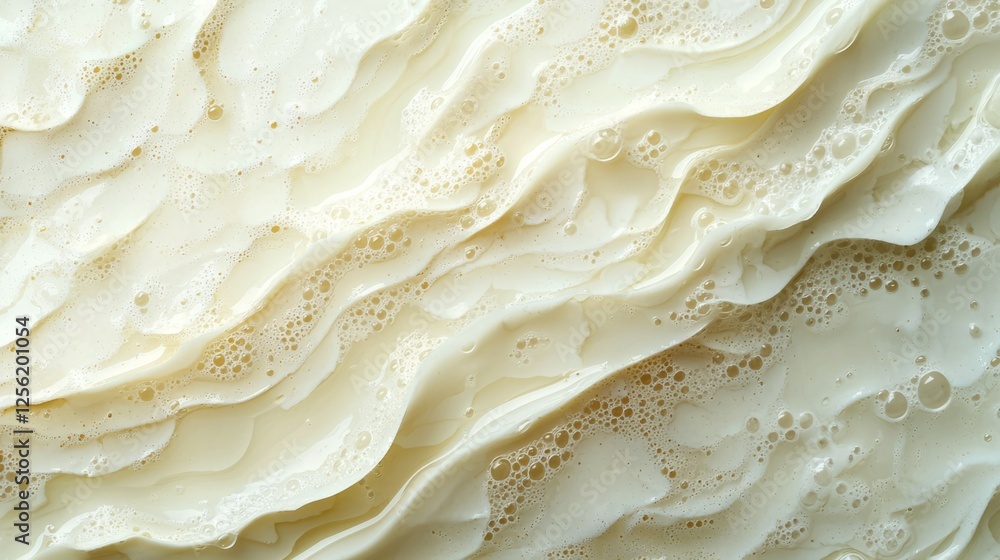 Poster smooth creamy texture with bubbles and layers on light background