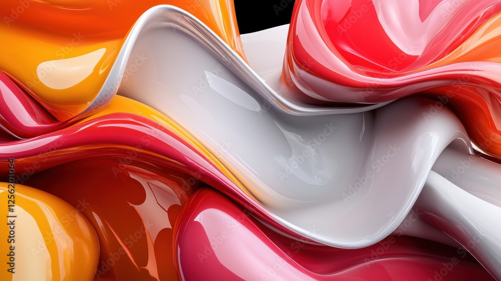 Poster a colorful, abstract painting with a wave-like pattern