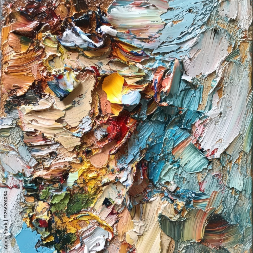 Aufkleber vivid textured artwork displaying vibrant colors and dynamic brushstrokes in abstract formation. gen