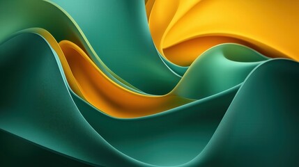 Green and Yellow Silk Folds with Soft and Elegant Flow