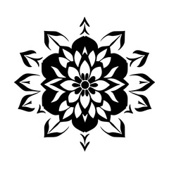 Black and White Mandala Pattern with Floral Motif