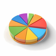 Fototapeta premium Colorful 3D pie chart with five segments on a transparent background 