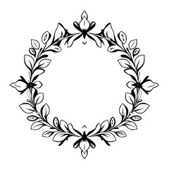 Graceful Black & White Floral Wreath: An Elegant, Artistic Display