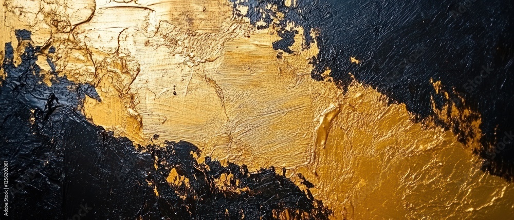 Poster abstract gold and black textured background with a dynamic interplay of colors and light