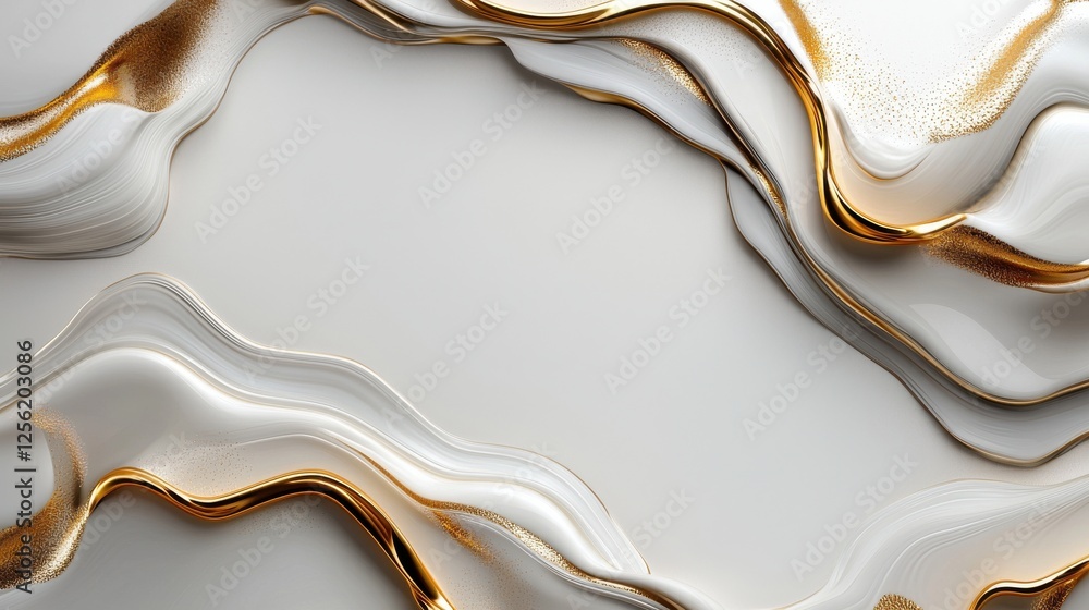 Poster a gold and white swirl pattern with a white background
