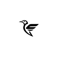 Bird icon logo, black and white bird logo with a simplistic design, minimal,  clean, modern design